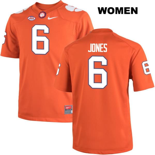 Women's Clemson Tigers #6 Mike Jones Jr. Stitched Orange Authentic Nike NCAA College Football Jersey IRE4146MI